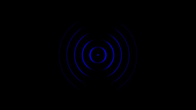 Abstract neon circle radio waves looping background. Abstract neon radio waves signal.Radio wave signal, radar concept.Radio waves seamless 4k Animation video on Black Background