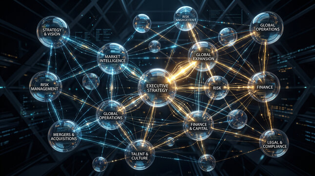 Abstract Blockchain Technology Node Network with Glowing Connections