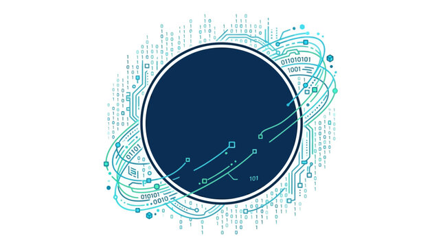 Abstract Digital Network and Binary Code with Copy Space Circle