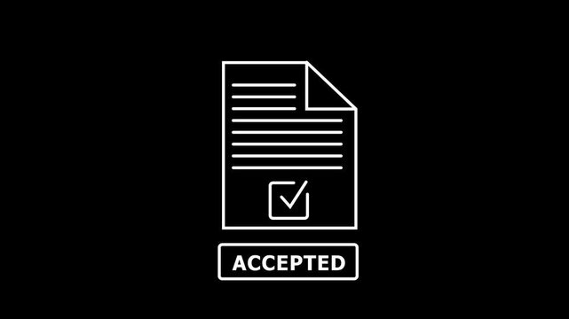 Accept all cookie consent animation with checkmark on document on Black Background and features 4k Animation video