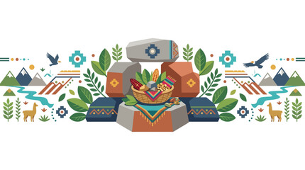 Andean Culture and Nature Celebration - Traditional Symbols and Wildlife © Arsen Wijaya