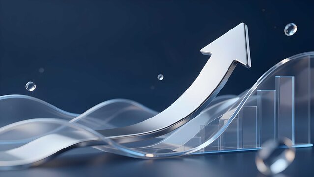 Financial growth chart with gold arrow for abstract business finance