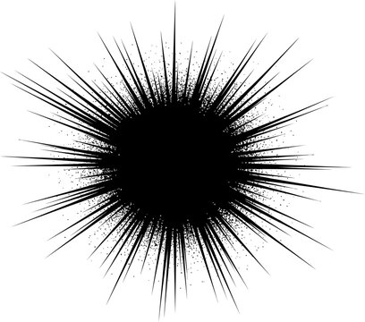 Exploding Starburst Silhouette during cosmic event with granular texture isolated on white background