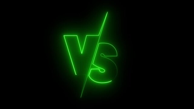 Abstract glowing neon VS versus bars icon animation on black background. Versus vs bars icon. vs game match team challenge sign symbol. neon versus for sports and fight competition.