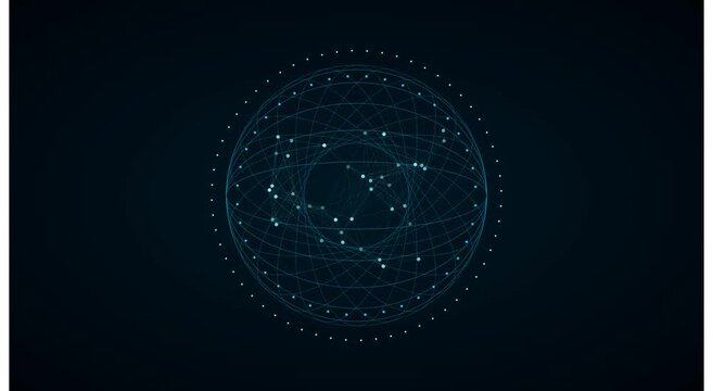Digital global network sphere abstract technology animation
