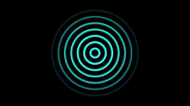 spiral radio wave station signal animation on black background. Radio Waves in Circle Form, Radio wave signal and sound wave signal, radar animated.