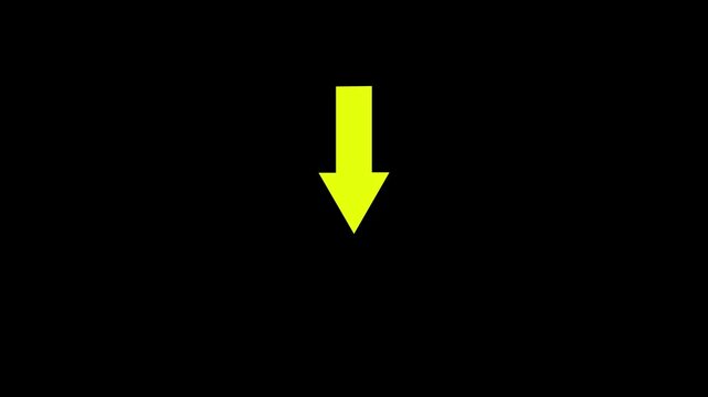 Animated arrow bouncing slide to down. arrow pointing down animation. down direction arrows symbol. arrow button icon or swipe-up arrow signal animation.