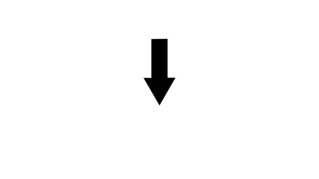 Animated arrow bouncing slide to down. arrow pointing down animation. down direction arrows symbol. arrow button icon or swipe-up arrow signal animation.