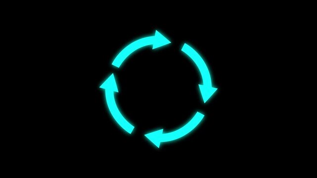 Four rotating arrow circle animation. Circular Arrow Loop Animation. arrow animated circle loading icon. 4k video.