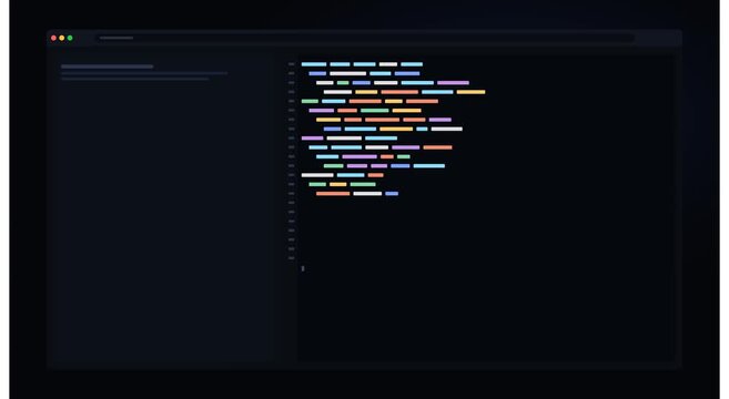 Modern code editor interface with dynamic syntax animation
