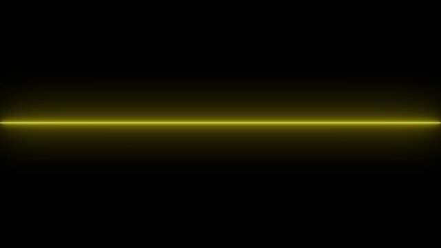 A deep black background is bisected by a brilliant, horizontal neon yellow light line that extends from edge to edge, casting a subtle luminous aura around the bright, sharp line