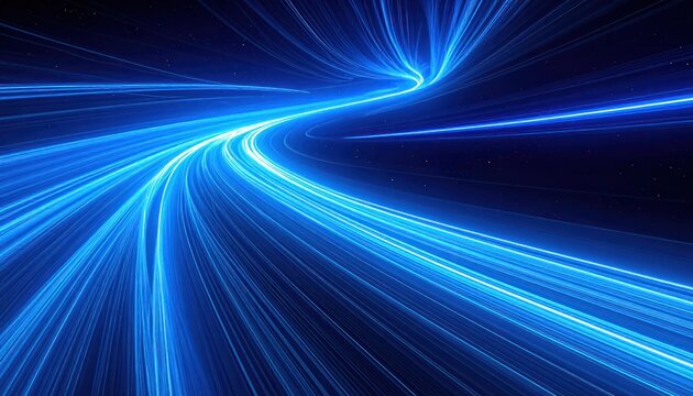 Blue Light Trails Speed Motion Effect.