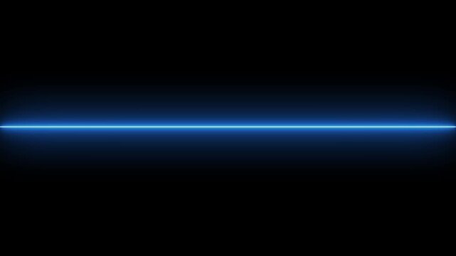 A stark and minimalist horizontal glowing neon blue line centered against a deep, dark, and empty black background creating a futuristic and abstract visual effect
