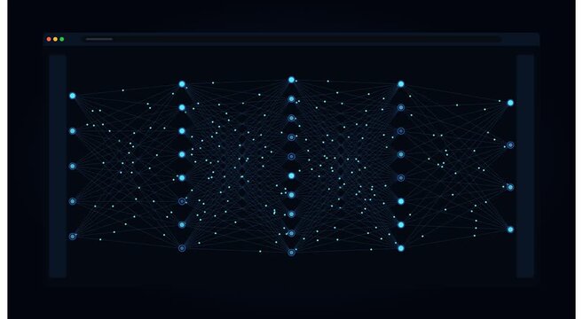 Neural network deep learning data connection abstract animation