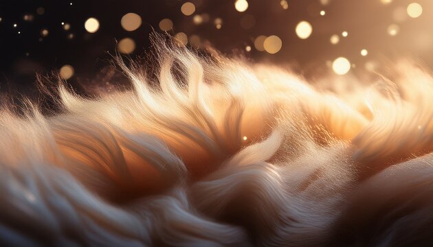 close up of soft wool texture with delicate dust particles sparkling in light for abstract background design