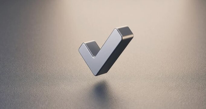 Metallic check mark on neutral background