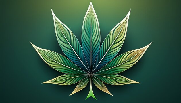 stylized abstract logo of a sativa cannabis leaf with overlapping multiply effect for modern design use