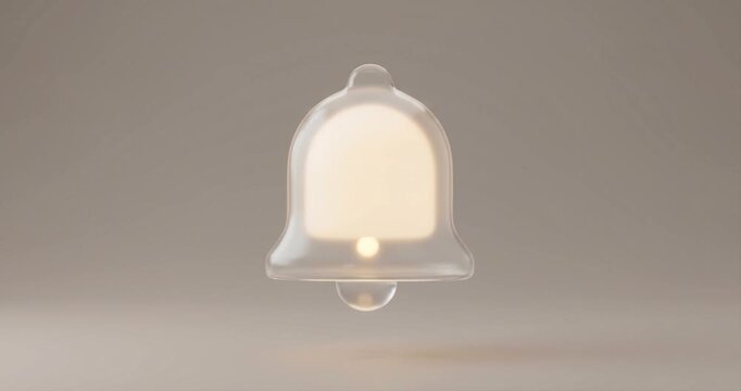 Transparent bell icon with soft lighting on neutral background