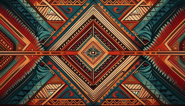 art of seamless tribal ethnic pattern with geometric motifs