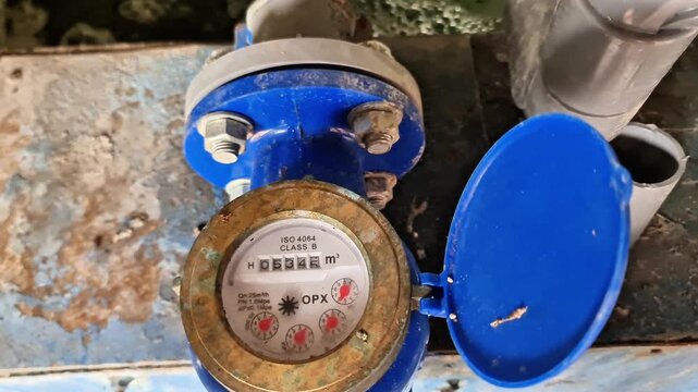 Sidoarjo, Indonesia - 28 May, 2026: Close Up of ISO 4064 Class B Multi Jet Mechanical Water Meter
