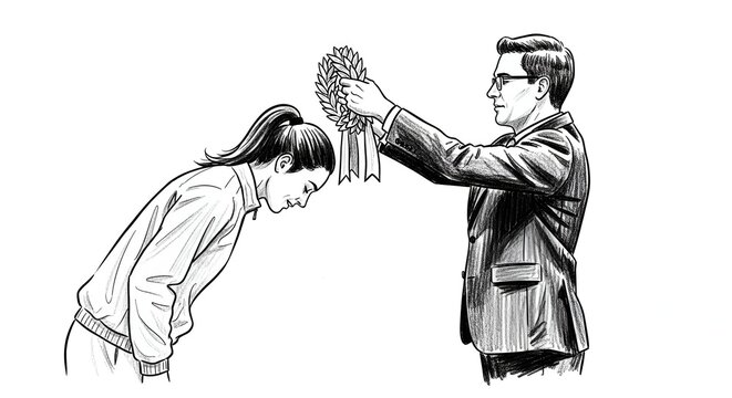 Illustration of a manager scolding an employee at work.