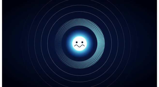 Animated confused emoji with digital hud loading animation