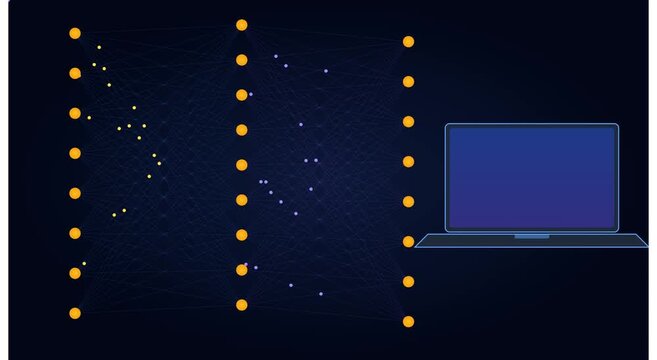 Artificial intelligence neural network processing animation