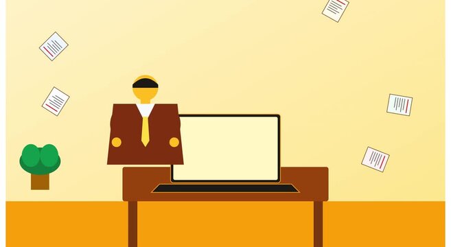 Business automation and digital workflow flat animation