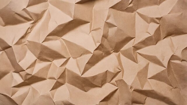 White crumpled paper texture background. Wrinkled surface with sharp folds and shadows. Abstract monochrome material for minimalist design projects. Static top-down view of creased white sheets.