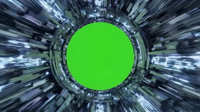 Futuristic Green Screen Tunnel with Motion Blur Effect.