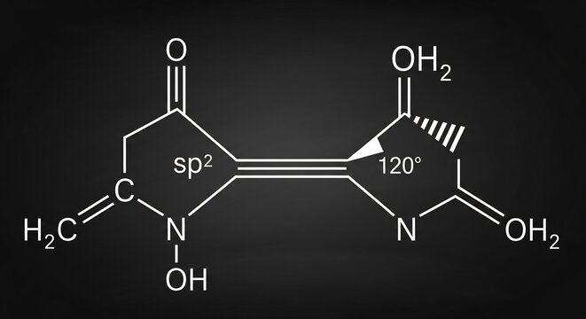 Chemical Structure of Complex Organic Molecule with Hydroxyl Groups and Carbonyls.