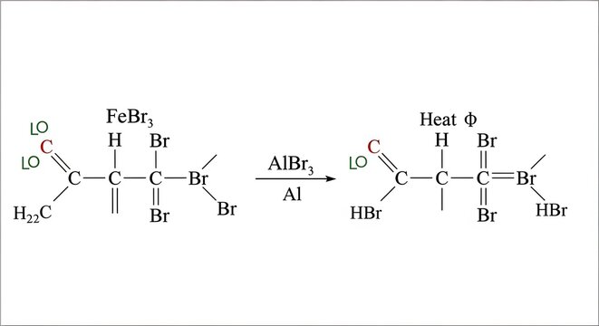 Chemical Reaction Showing Bromination and Dehydrobromination of an Alkene.
