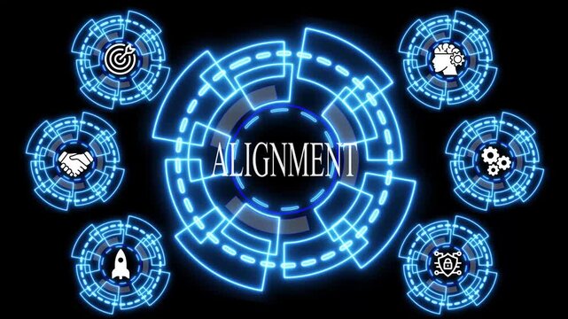 Business alignment concept with digital hud interface and strategic