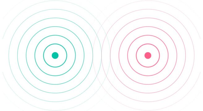 Abstract dual pulse waves animation, teal and pink animation