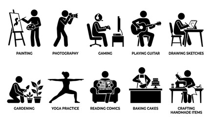 Fototapeta premium daily activities silhouette set