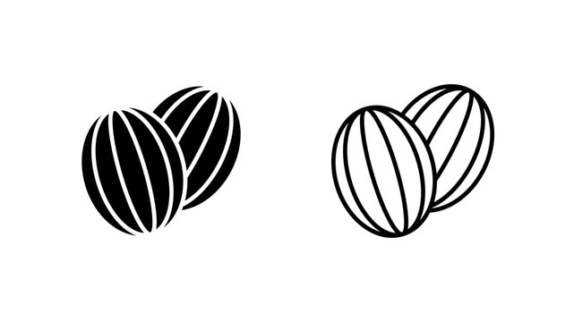 Striped Oval Candy Pair Glyph and Line Icon