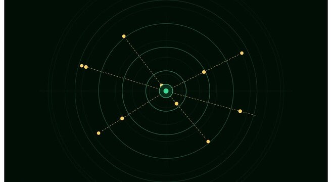 Digital radar interface with scanning data points and animation