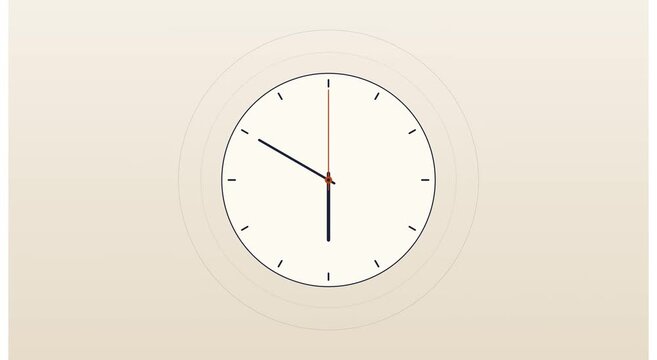 Minimalist analog wall clock ticking time lapse animation