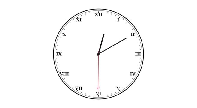 Minimalist analog wall clock ticking time lapse on animation