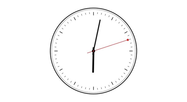 Minimalist analog wall clock ticking time lapse on animation
