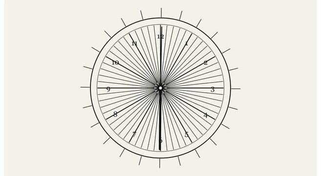 Minimalist clock face with rapidly spinning hands animation
