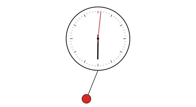 Minimalist pendulum wall clock ticking time animation