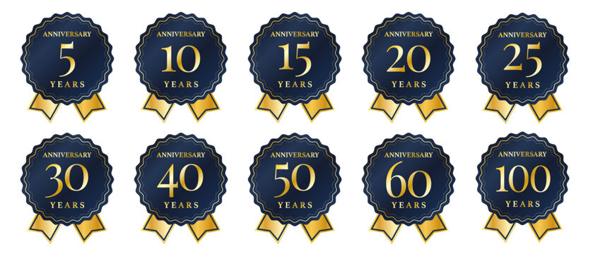 周年記念バッジセット（5周年・10周年・15周年・20周年・25周年・30周年・40周年・50周年・60周年・100周年）