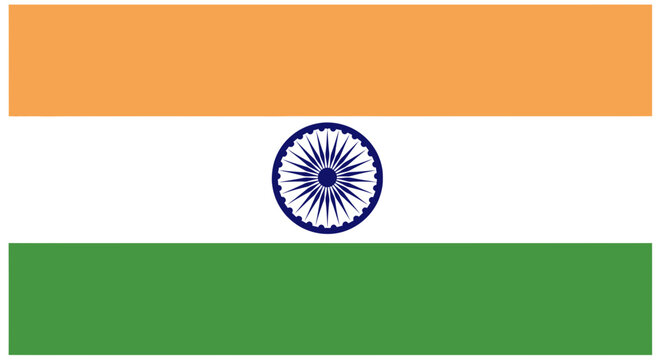 Indian flag with blue wheel symbol.