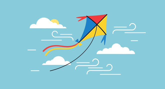 Colorful kite flying in the air.