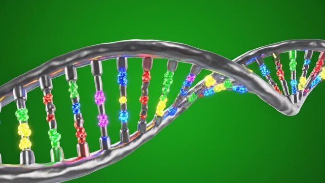 Medical Illustration of Colorful Genetic Code DNA Rotating Under Microscope View