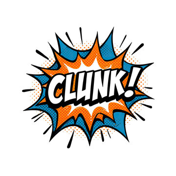 bold comic book style clunk sound effect explosion with jagged edges isolated on transparent background