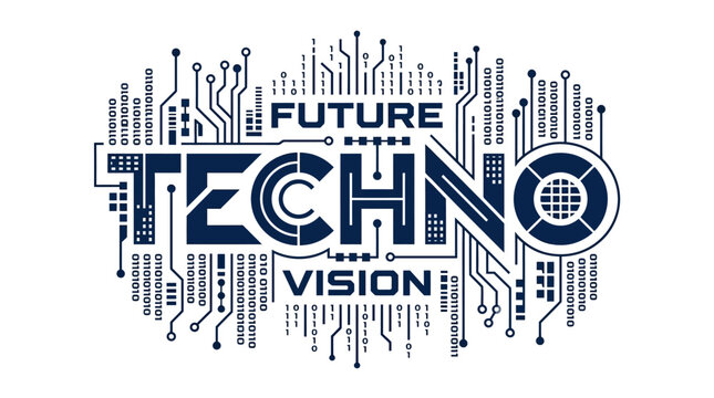 Future Techno Vision - Digital Circuit Board with Binary Code