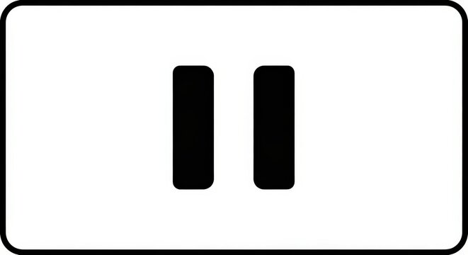 Black pause symbol on a white rectangular button with a black border, indicating a temporary stop function.