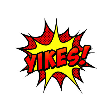 explosive comic book style yikes exclamation burst with bold red and yellow colors isolated on transparent background